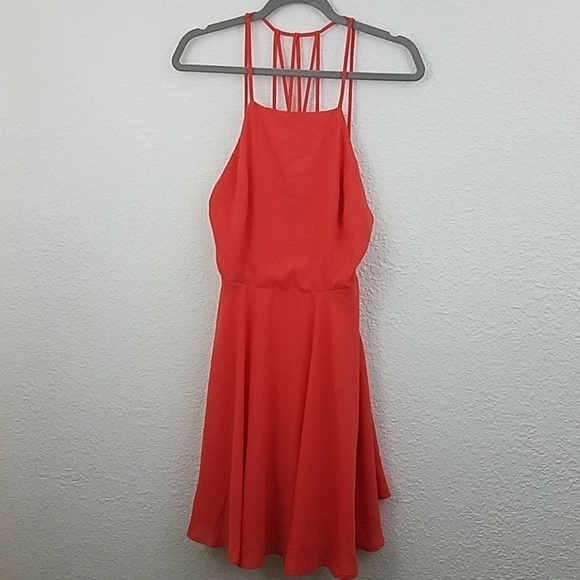 𝅺lulu's coral strappy together dress sz medium mini - Picture 2 of 7
